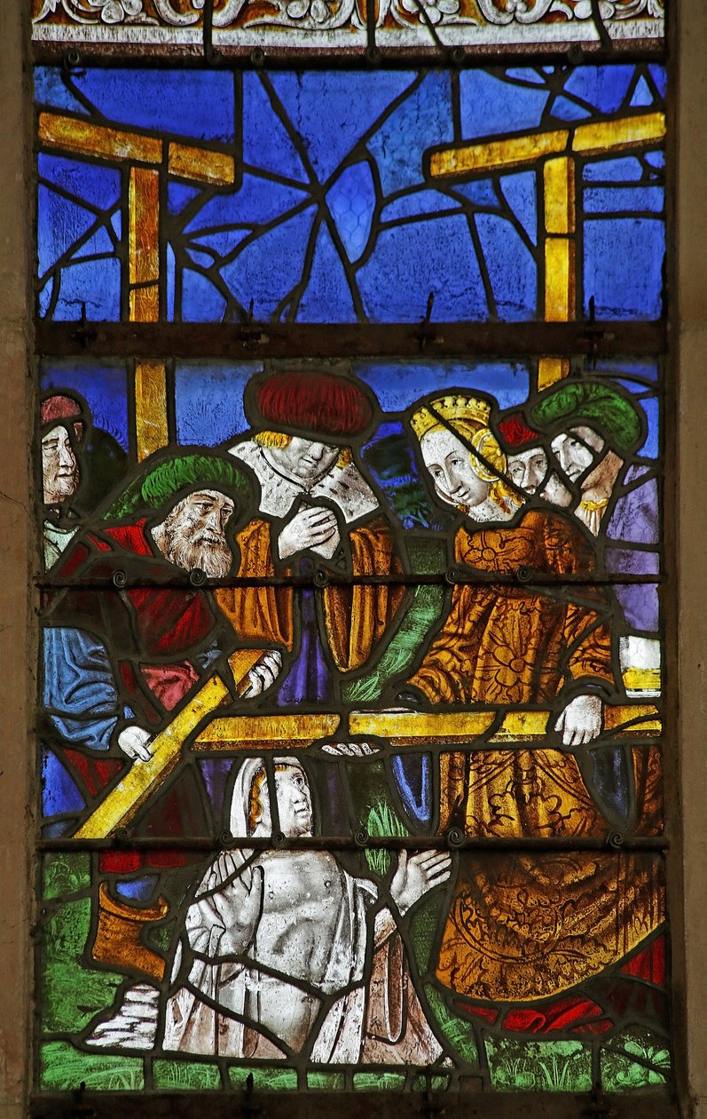 Janela retratando a lenda da cruz: a autentificação da cruz de French School