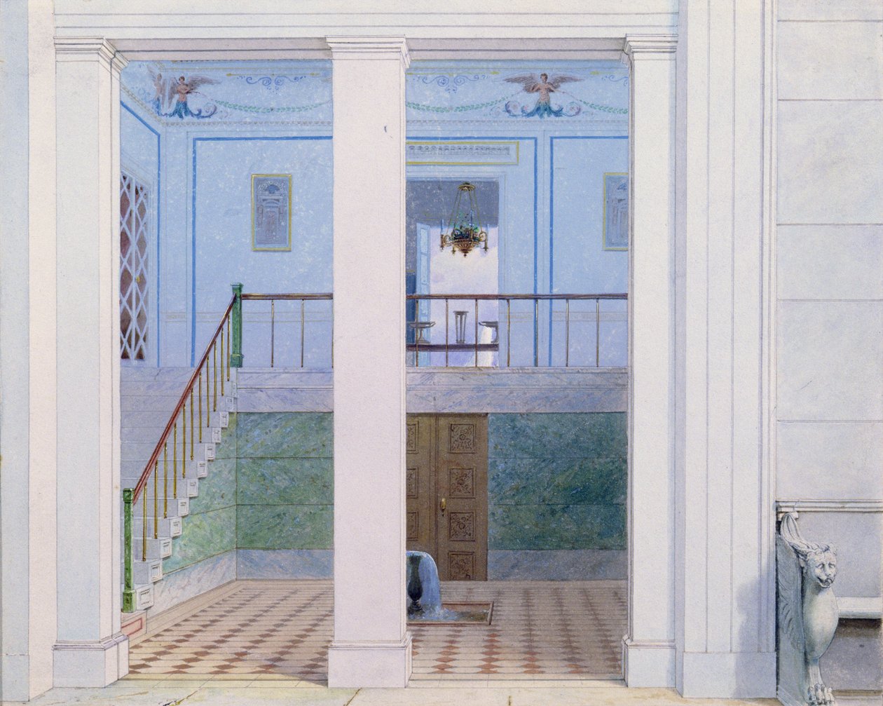 Vestíbulo, depois de 1829 (caneta e tinta e wc no papel) de German School
