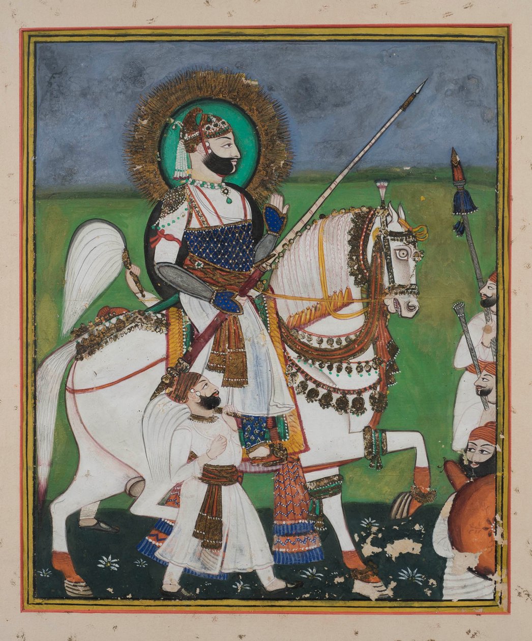 Maharao Chatter Sal de Kotah (guache sobre papel, enfeite de ouro) de Indian School