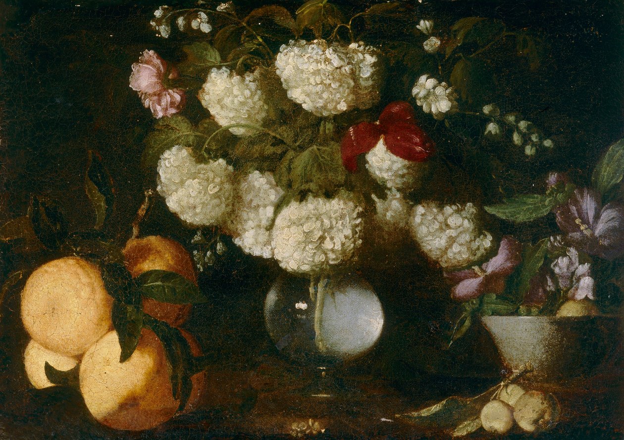 Bolas de neve, rosas, tons de pele, frutas de Italian School