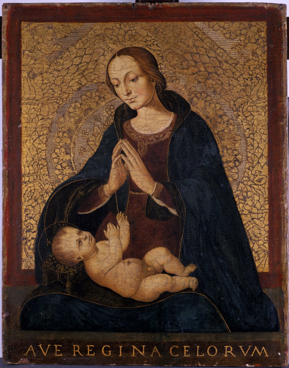 Madonna e Criança Orando, c.1500 (tempera em madeira de choupo) de Italian School