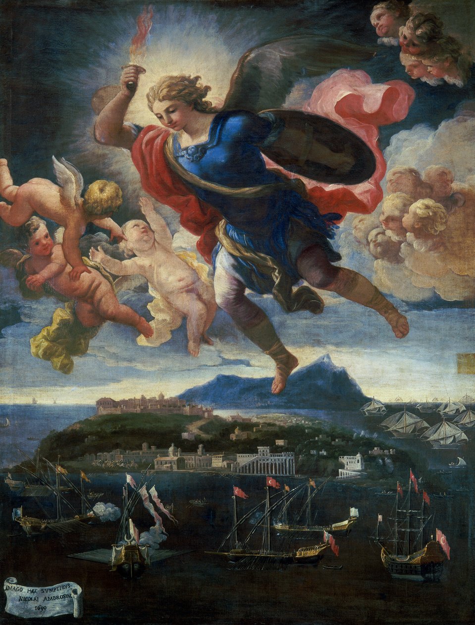 São Miguel Arcanjo defende a ilha, 1680-90 de Italian School