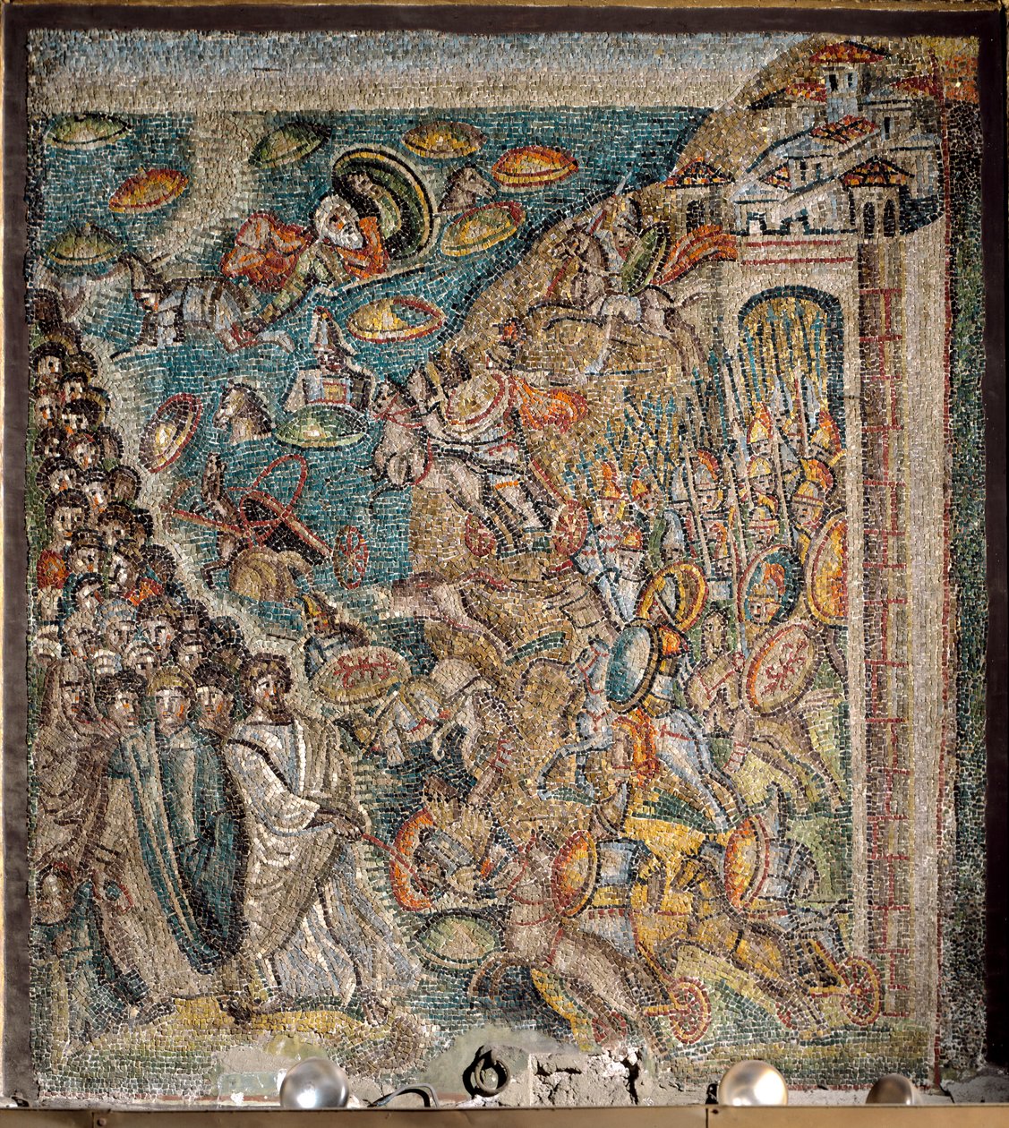 Cena do Livro de Moisés: A despedida do Mar Vermelho (mosaico) de Italian School