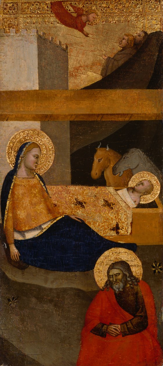 A Natividade, c. 1360-1380 (tempera e folha de ouro na madeira) de Italian School