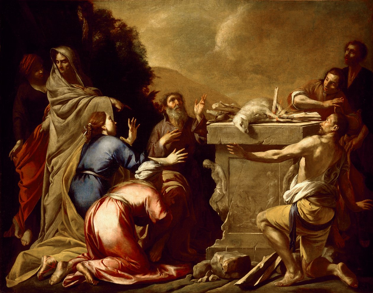 O Sacrifício de Noé, c. 1645-1650 de Italian School