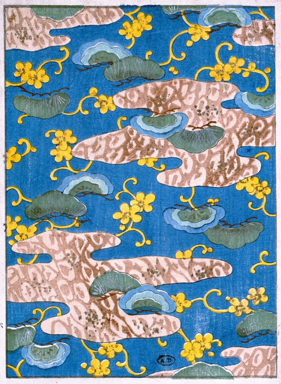 Design de tecido, final do século XIX (wc em xilogravura) de Japanese School
