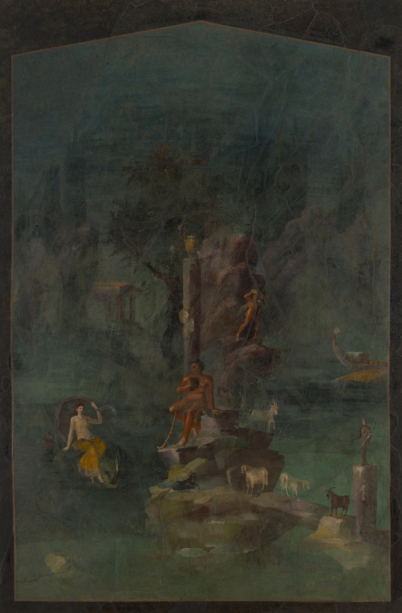 Polyphemus e Galatea em uma paisagem, da villa imperial em Boscotrecase de Roman
