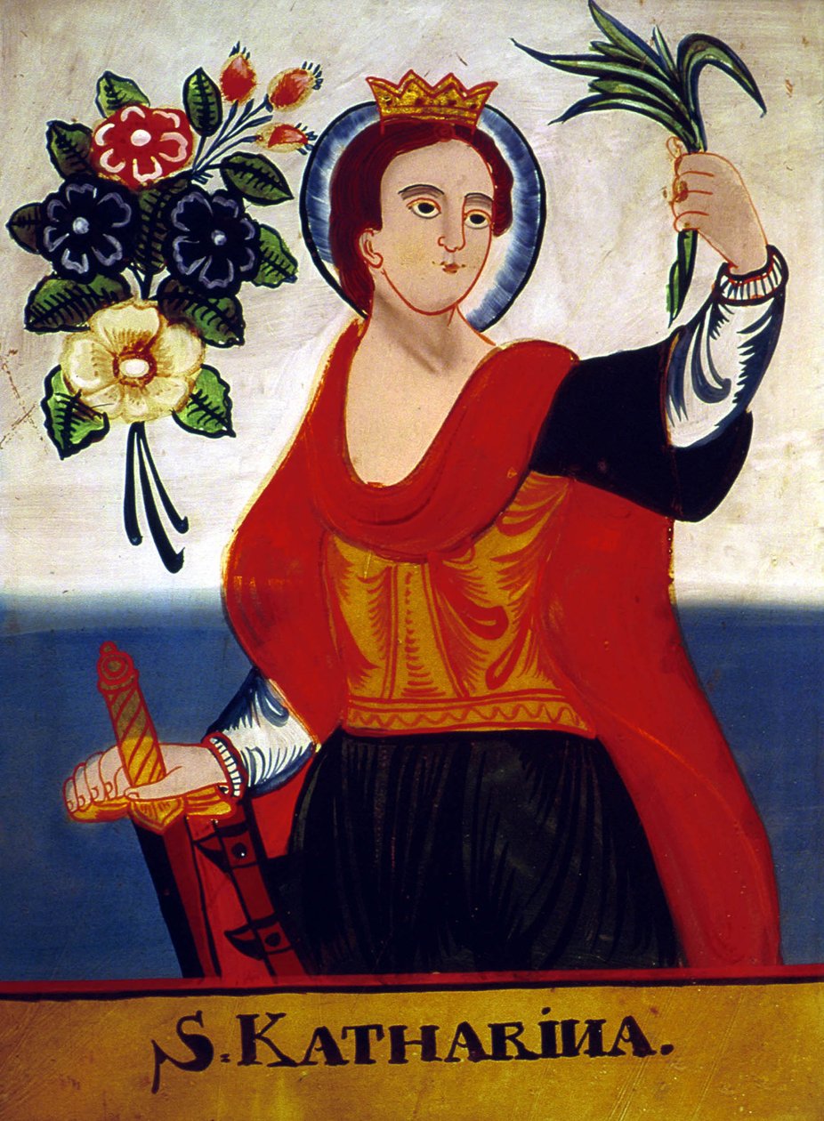 Santa Catarina com mártires palma e espada de Russian School