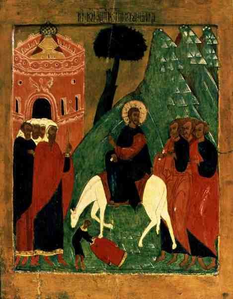 A entrada em Jerusalém, século 17 (tempera no painel) de Russian School
