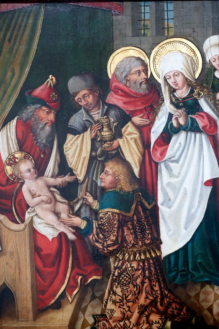 Circuncisão de Cristo, detalhe (madeira de óleo no painel) de Unknown