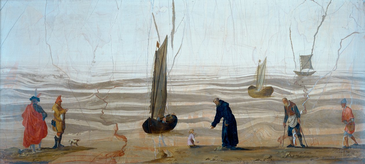Pintura em pedra representando a visão de Santo Agostinho de Unknown