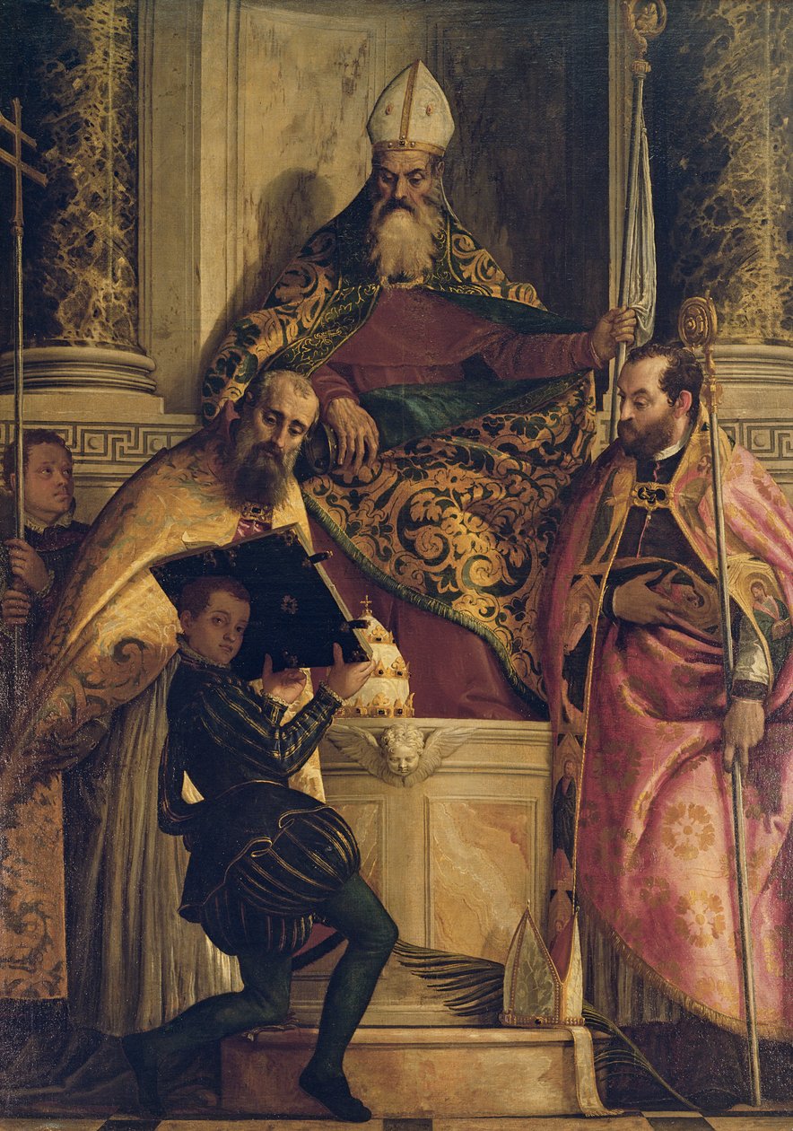 Santo António Abade com São Cornélio, São Cipriano e uma página de Paolo Veronese