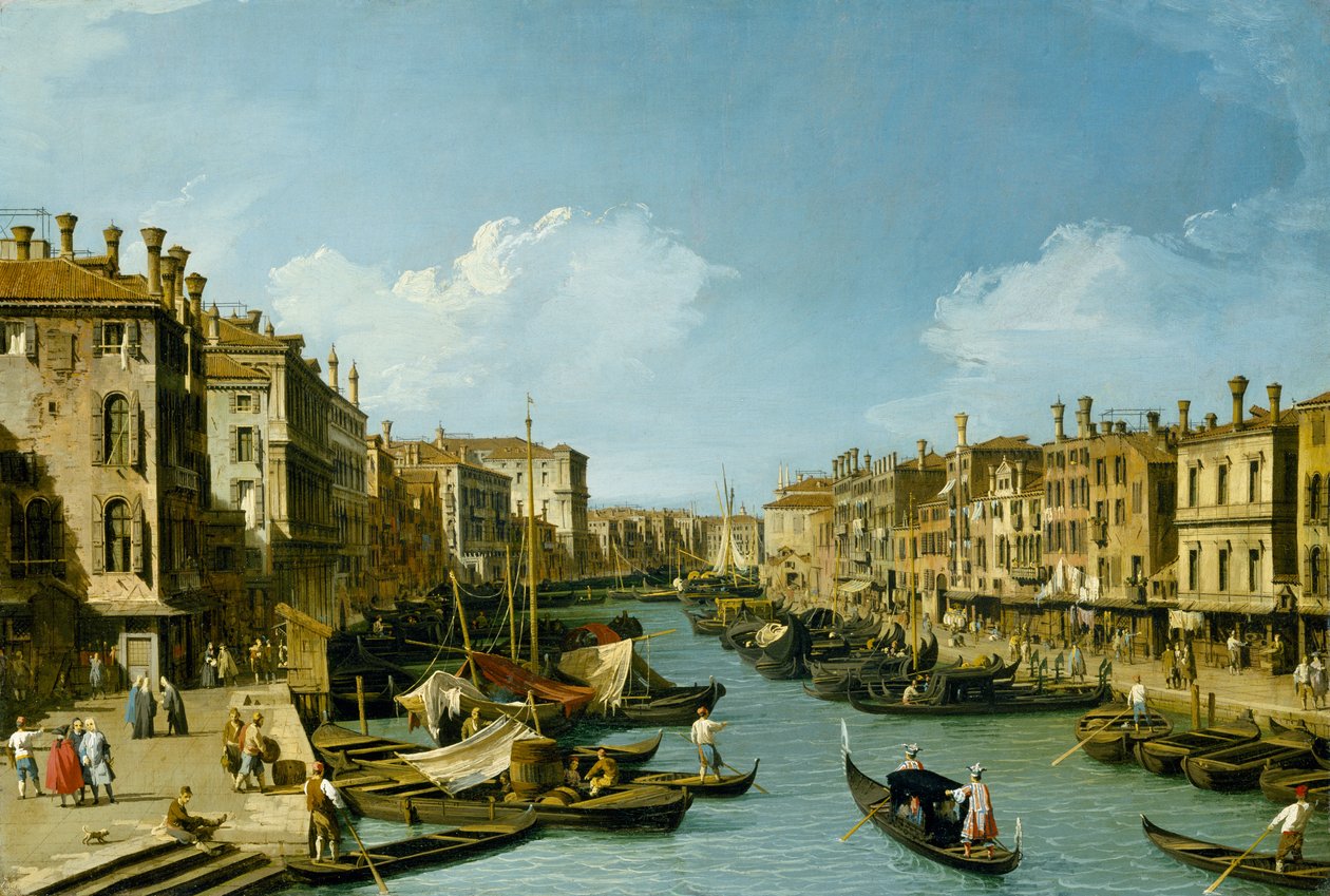 O Grande Canal, perto da Ponte de Rialto, Veneza, c.1730 de Giovanni Antonio Canal