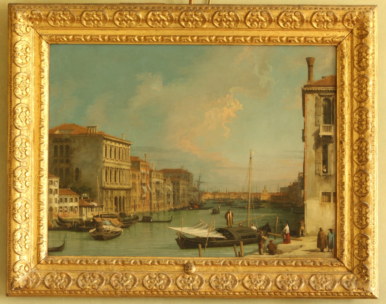 Vista no Grande Canal, Veneza, do Campo S. Vio (óleo sobre cobre) de Giovanni Antonio Canal