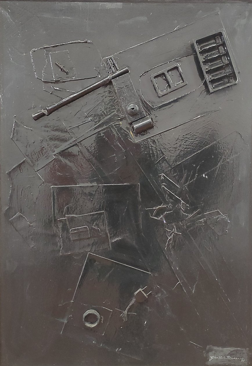 G. C. Riccardi, Combustione n. 1, 1977, Técnica mista sobre tela, 60x80, Arpino, Fundação Umberto Mastroianni, Itália. de Gian Carlo Riccardi