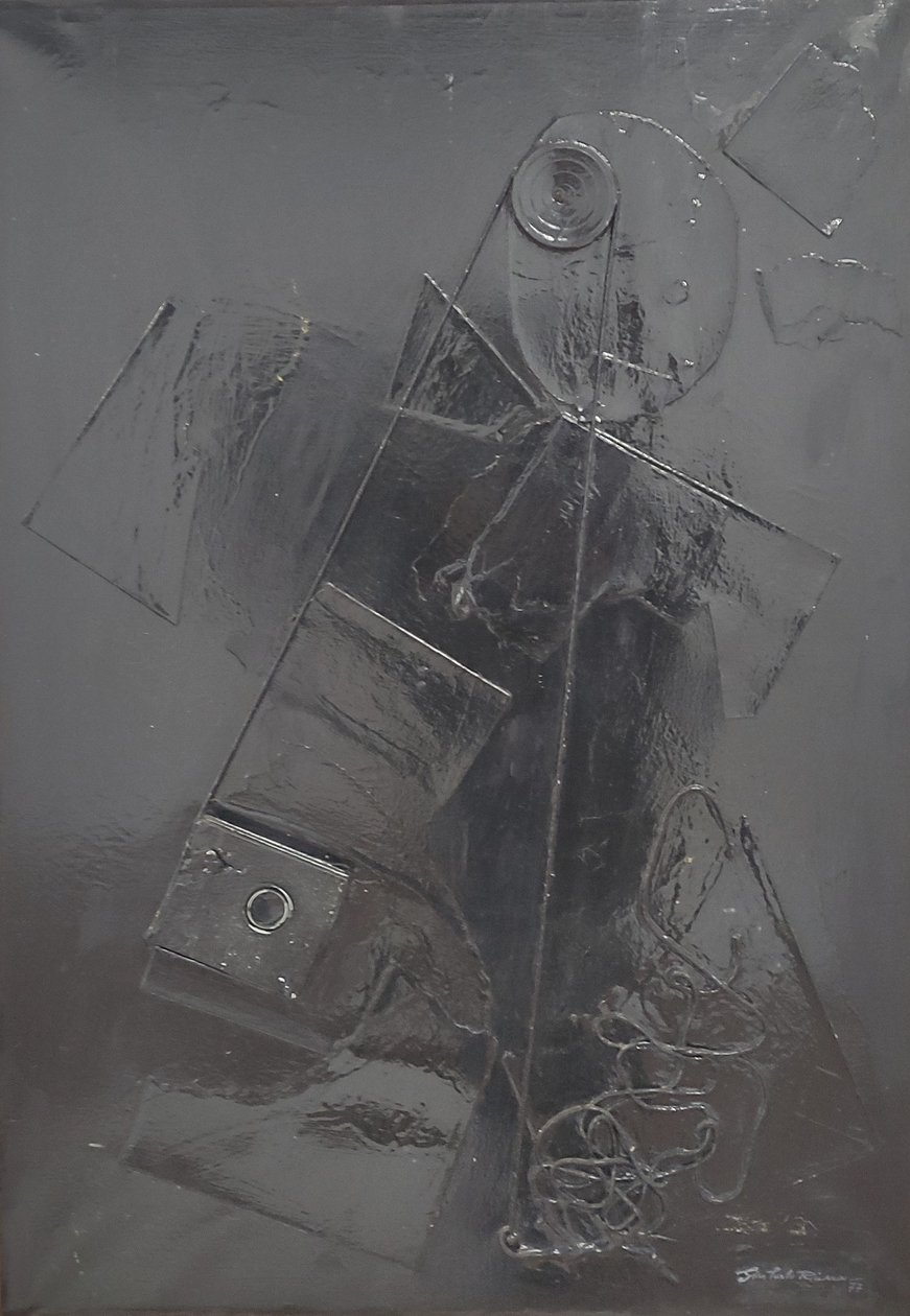 G. C. Riccardi, Combustione n. 2, 1977, Técnica mista sobre tela, 60x80, Arpino, Fundação Umberto Mastroianni, Itália. de Gian Carlo Riccardi