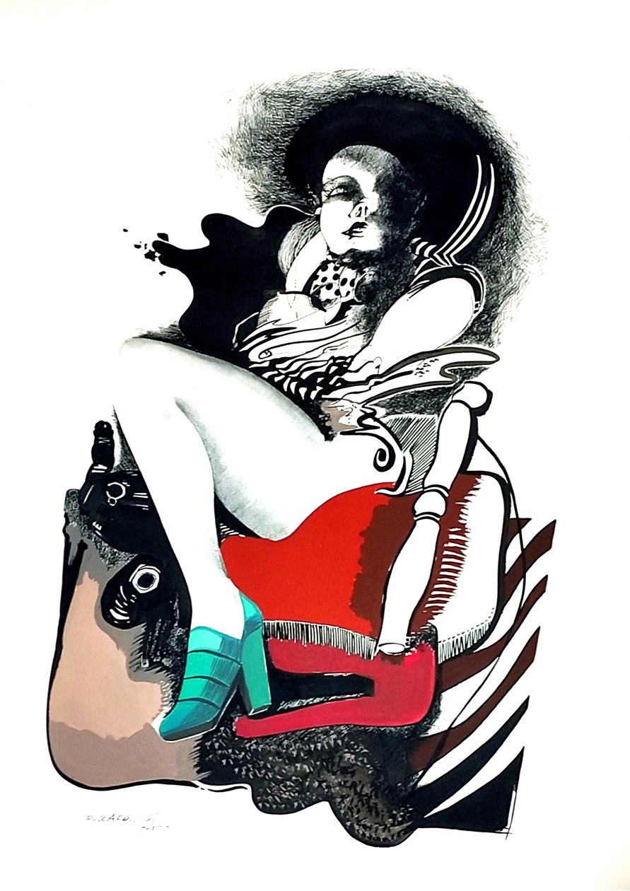 G. C. Riccardi, Sem título, 1974, Tinte auf Papier, 40x70, Itália. de Gian Carlo Riccardi