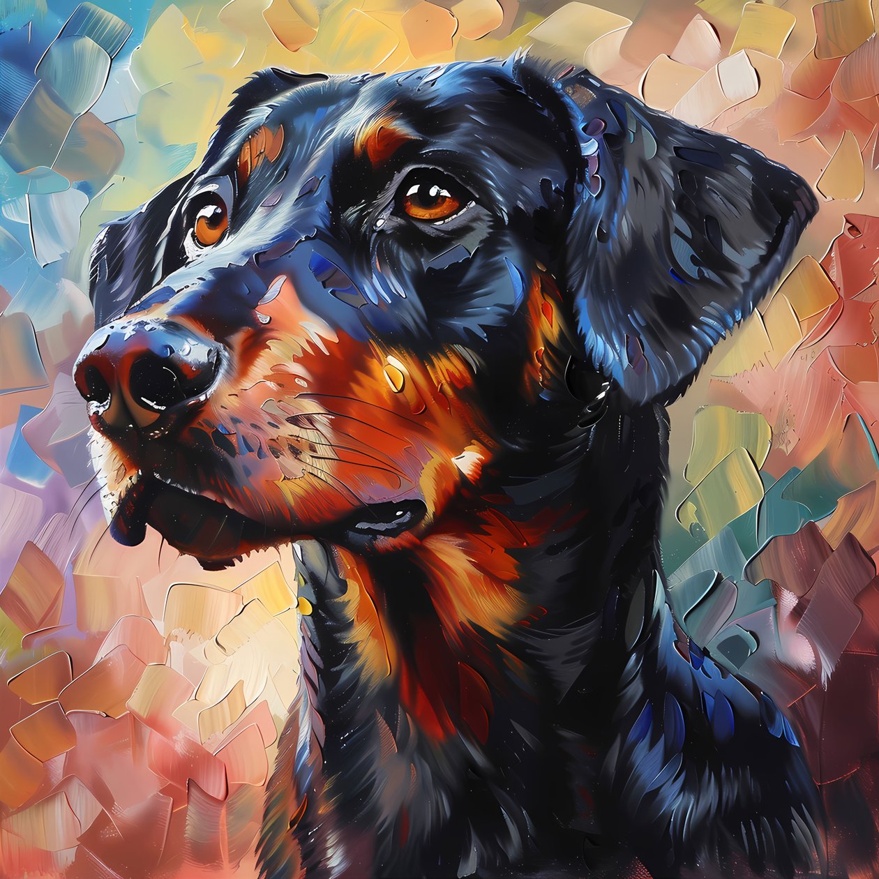 Pintura abstrata de um cão Rhodesian Ridgeback, decoração animal, impressões de arte para parede de F. Abderrahim