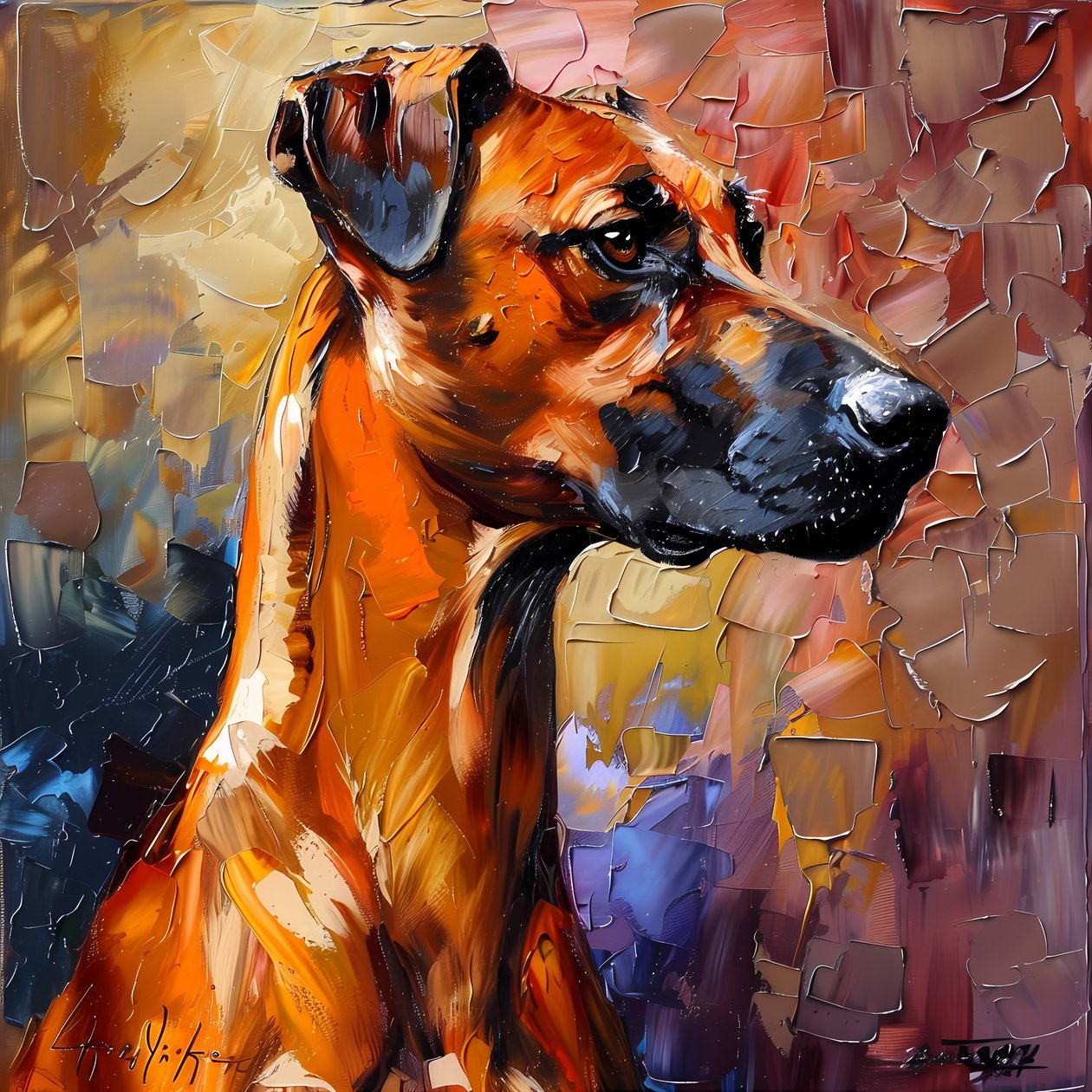 Pintura abstrata do cão Rhodesian Ridgeback, decoração de parede, impressões em tela de F. Abderrahim