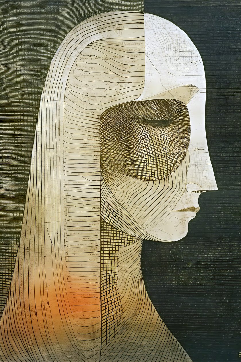 Retrato de mulher figurativo, decoração de parede, impressões Fine art online de F. Abderrahim