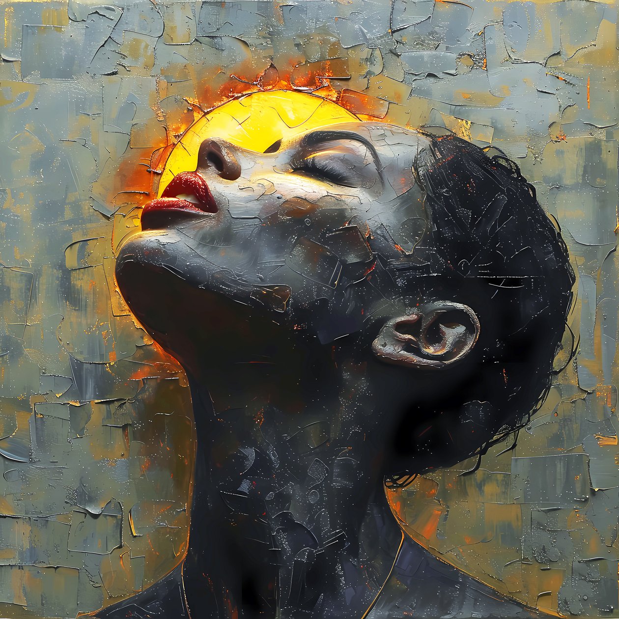 Moon  Woman pintura, tela e parede Arte para venda, decoração de parede sala de estar de F. Abderrahim