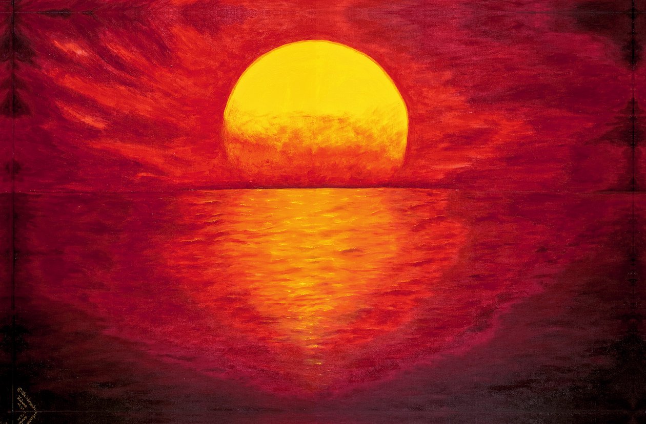 Pôr do sol ardente junto ao mar de Ute Schramke