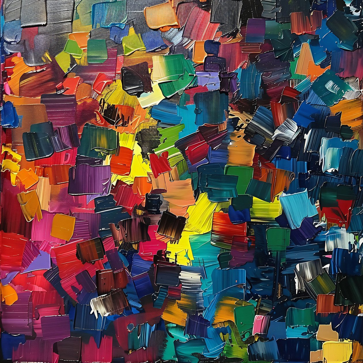 Pintura a óleo de arte contemporânea com textura colorida e brilhante para pendurar na parede de F. Abderrahim