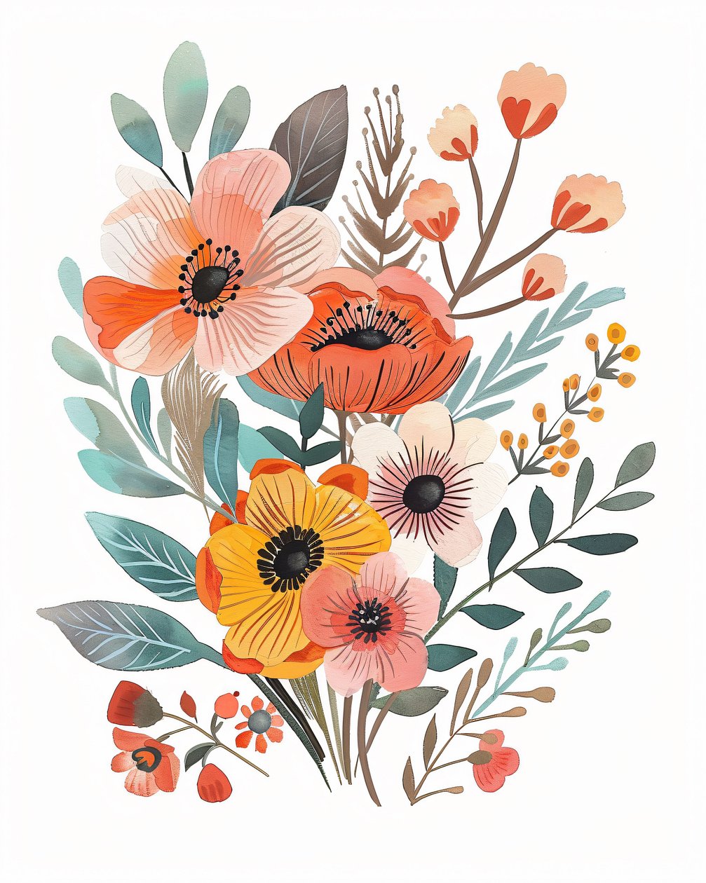 Berçário floral boémio para posters botânicos para impressões de arte de parede e impressões de tela de F. Abderrahim