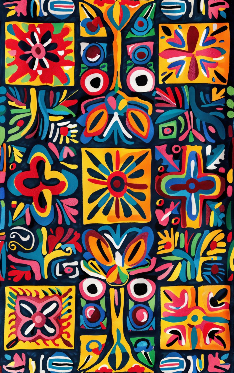 Pintura de arte naïf colorida para quarto e sala de estar Decoração de parede de F. Abderrahim