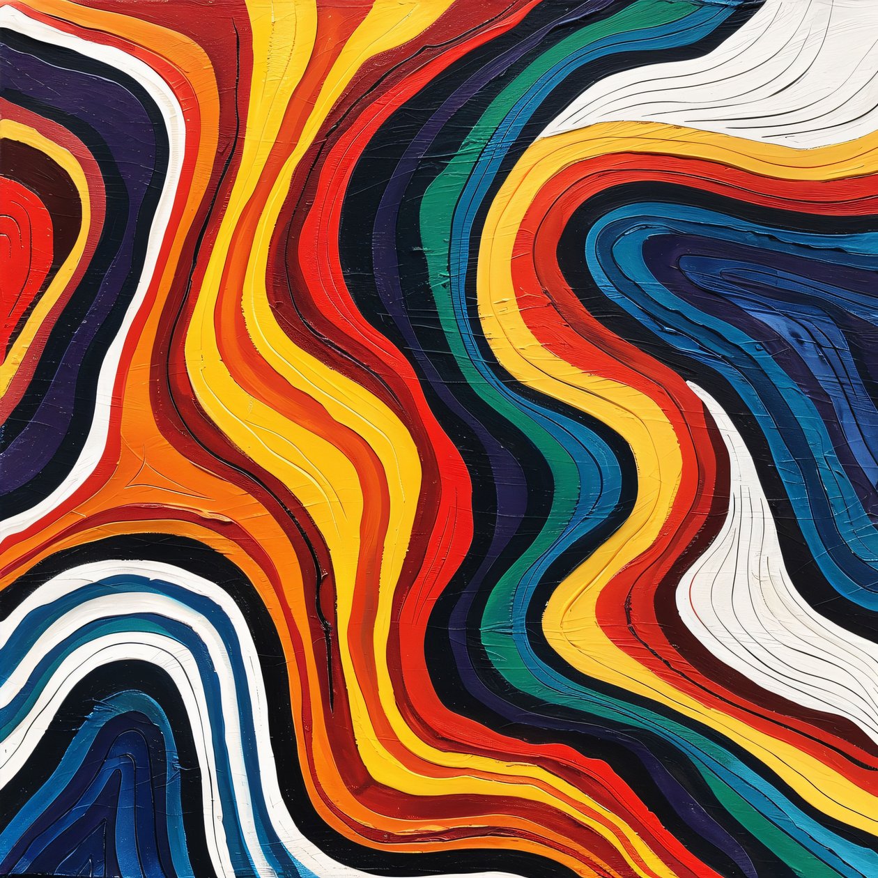 Decoração de arte de parede quente: curvas coloridas abstractas flutuantes para decoração de interiores de F. Abderrahim