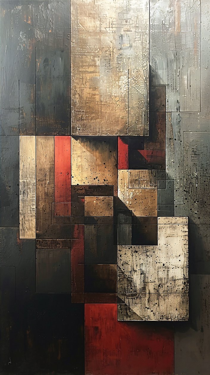 Pintura de padrões abstractos: Formas geométricas para impressões de arte de parede verticais de F. Abderrahim