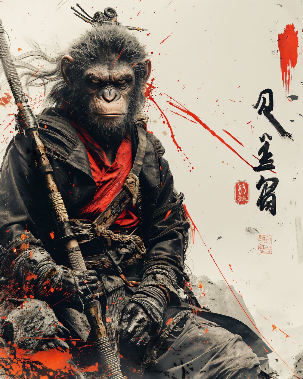 Poster decorativo de Manga e impressões de arte de parede : Manga Monkey Samurai de F. Abderrahim