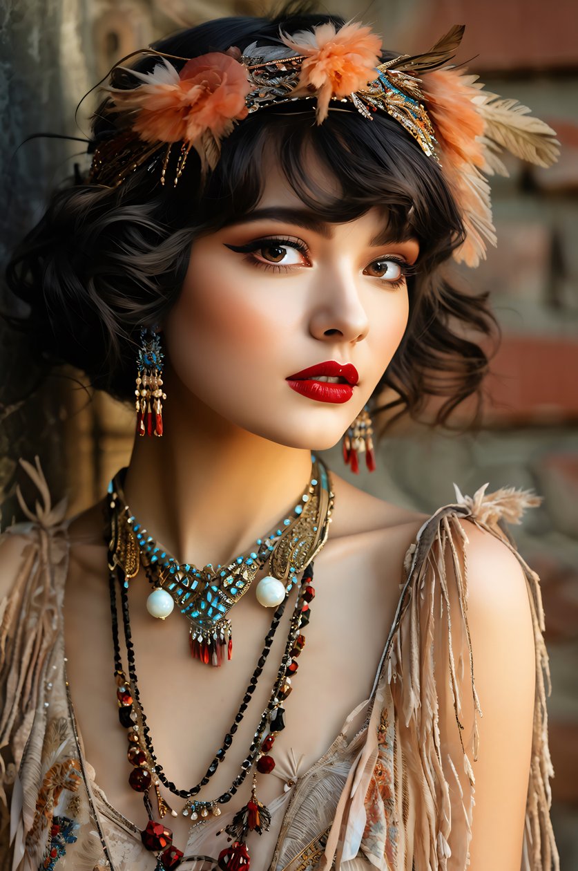 Uma bela dama num festival 1920s | decoração de parede de salão e hotel - Copie de F. Abderrahim