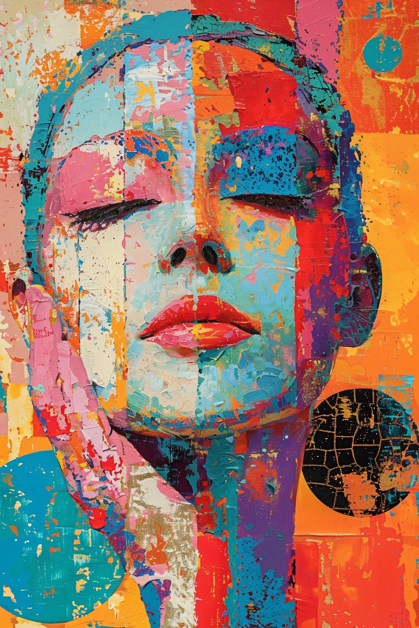 Um rosto de mulher tela minimalista escultural abstrato sci fi surrealismo de F. Abderrahim