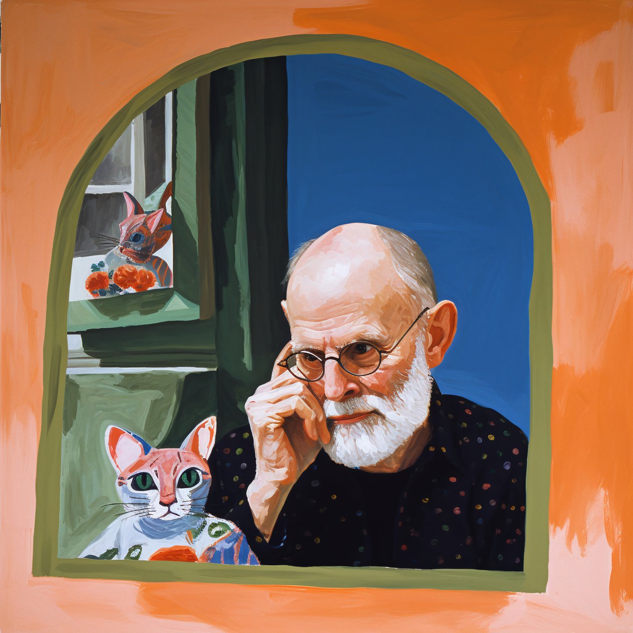 Gato  Um artista a olhar para um espelho, impressões contemporâneas em tela  arte de parede de F. Abderrahim