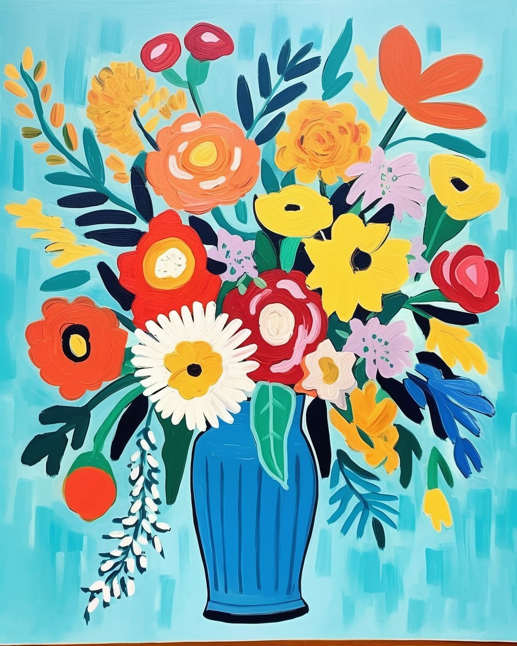 Flores de inspiração Matisse num vaso | impressões de arte floral para decoração de parede de F. Abderrahim