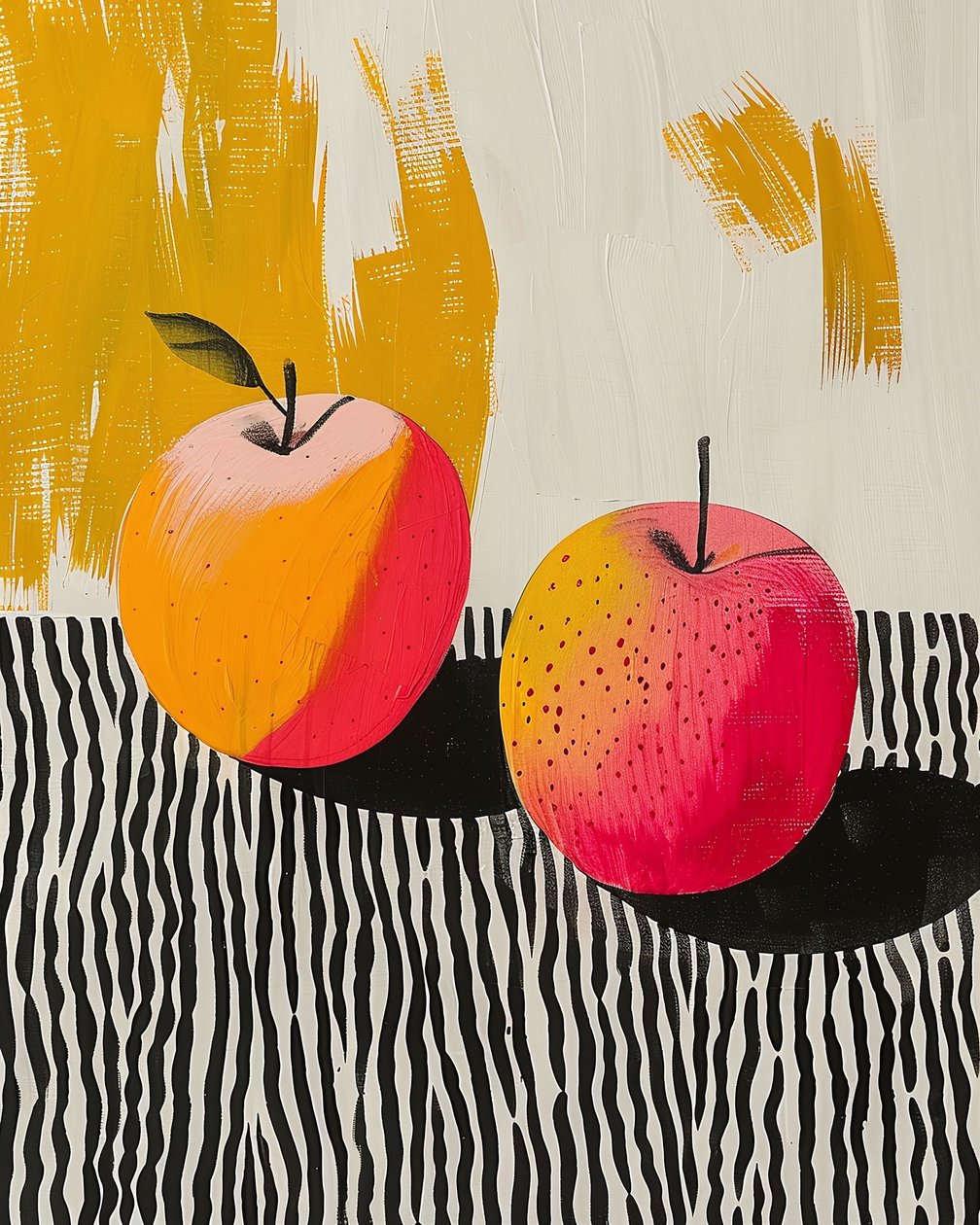 Fruta e planta de maçã Pintura botânica | impressões de arte em tela online de F. Abderrahim