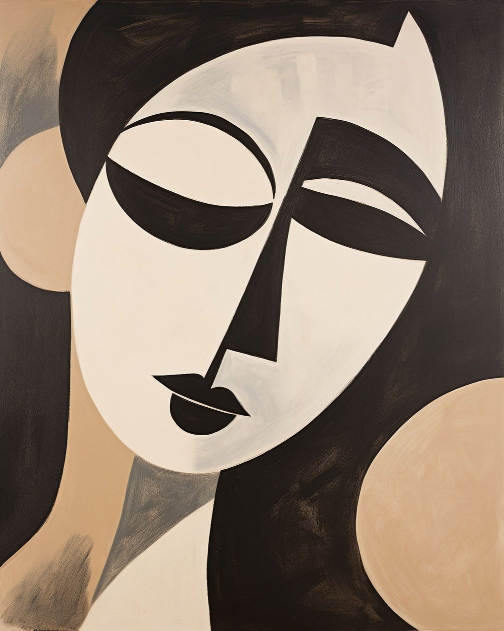 Mulher abstrata preta e bege estilo Henri matisse | impressões de arte, decoração de parede emoldurada de F. Abderrahim