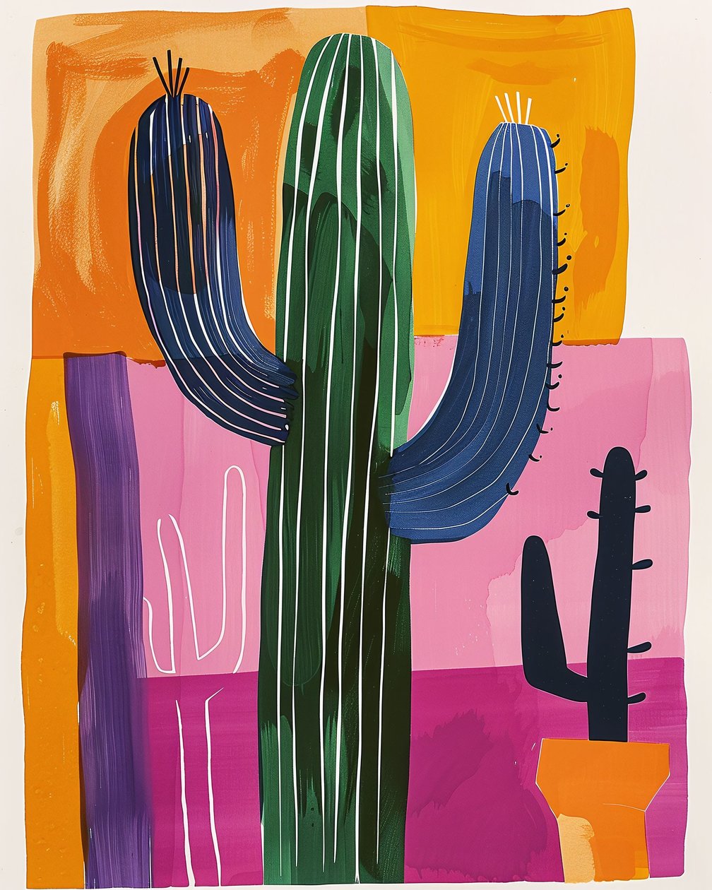 Pintura de cactos em tela de arte de parede imprime estilo botânico Henri Matisse de F. Abderrahim