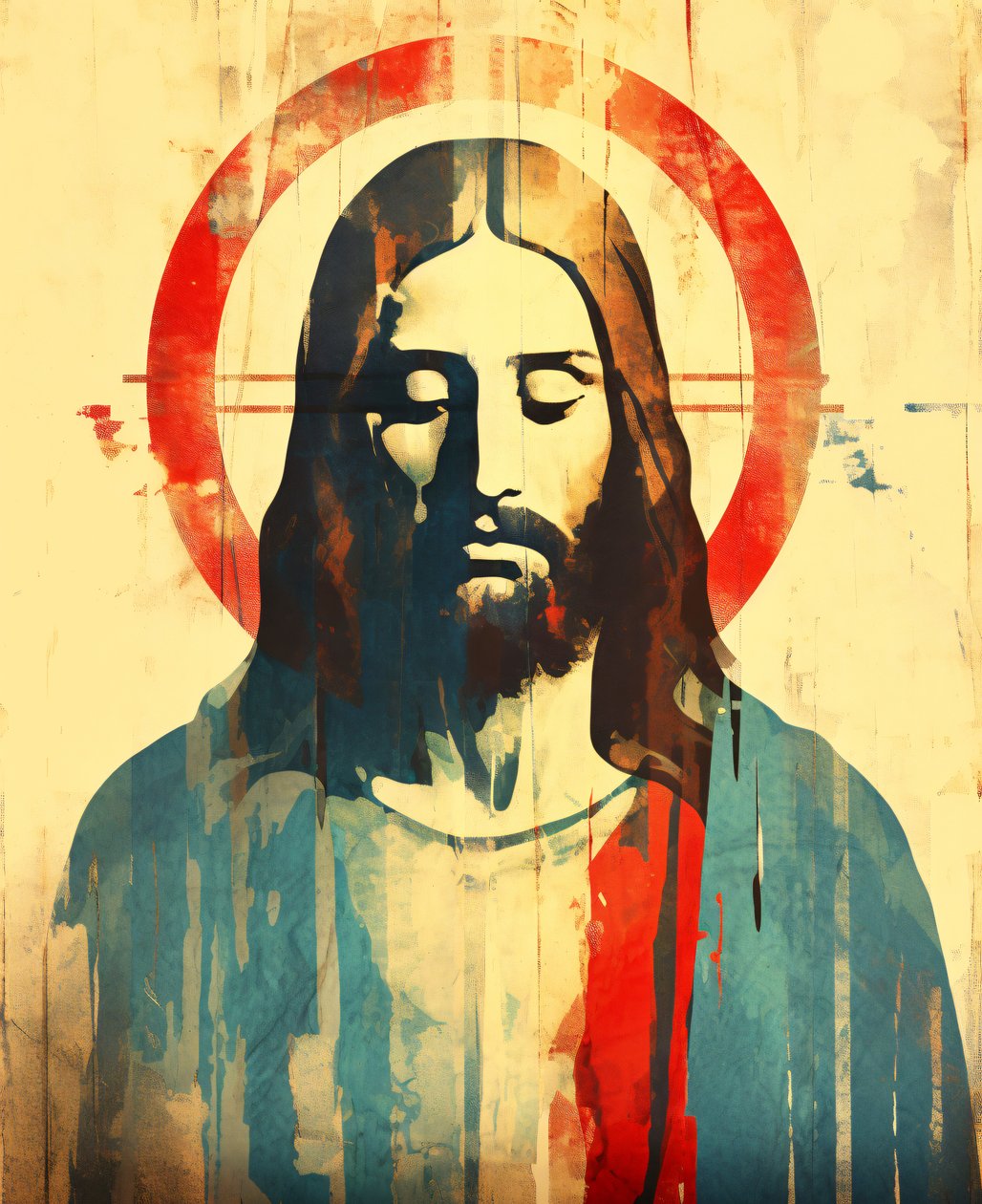 Figura religiosa cristã Jesus Cristo, estilo boho, decoração de parede e impressões em tela de F. Abderrahim