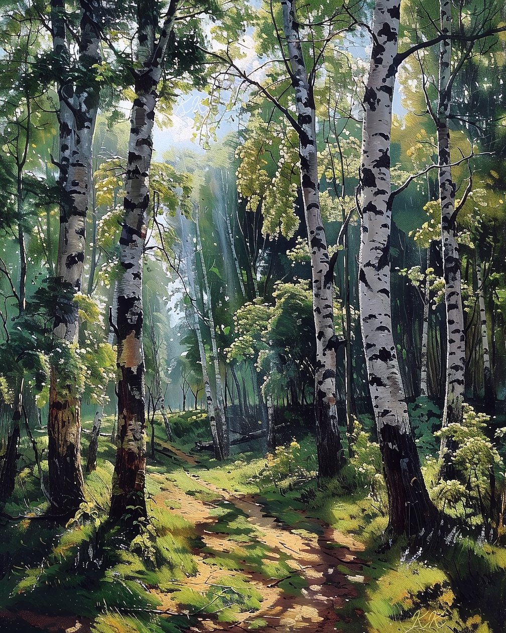 Paisagem com folhagem vibrante, decoração de parede moderna de F. Abderrahim