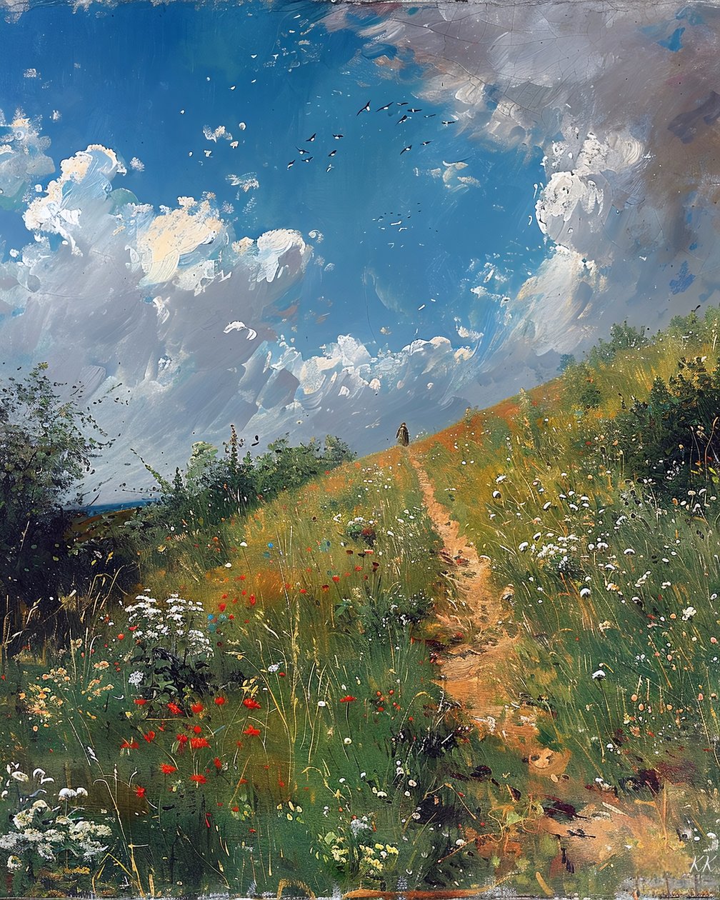 Paisagem com campo rolante, decoração de parede e impressões em tela de F. Abderrahim
