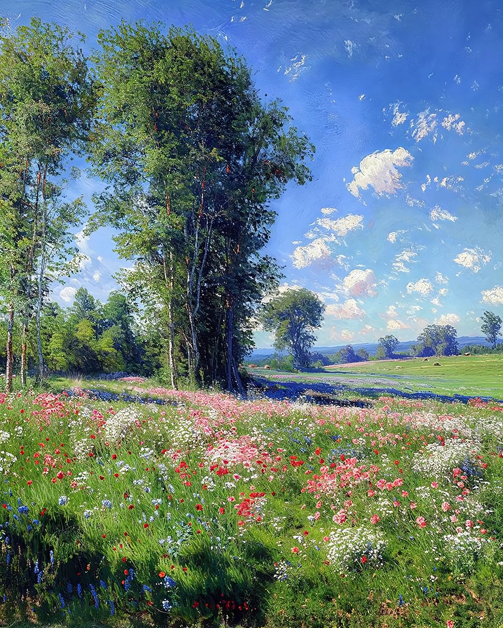 Bela vista num dia de sol, natureza e árvores, Decoração de parede para venda de F. Abderrahim