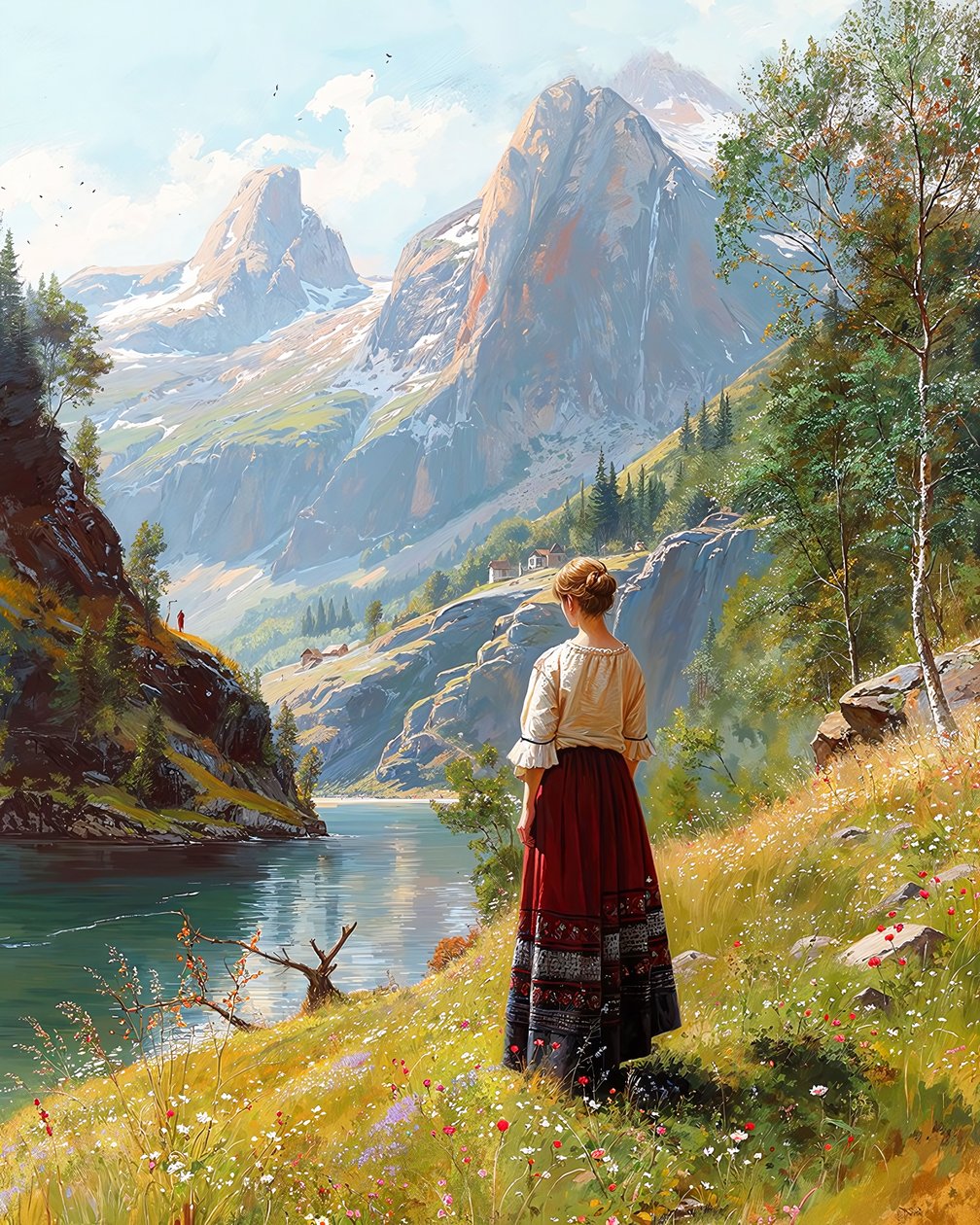 A Senhora do século XIX ergue-se num vale verdejante entre as montanhas de F. Abderrahim