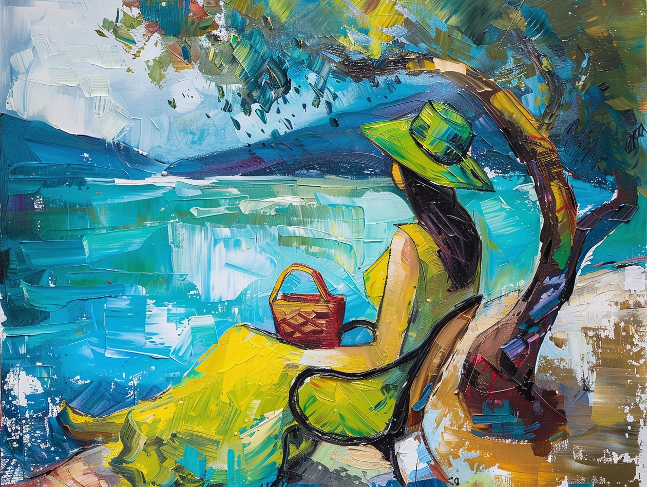 pintura de mulher moderna com vestido verde, Decoração de parede para venda de F. Abderrahim