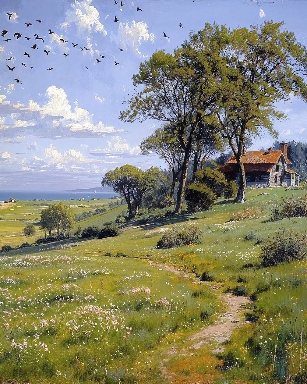 Paisagem num dia solarengo de primavera, decoração de parede e impressões em tela de F. Abderrahim