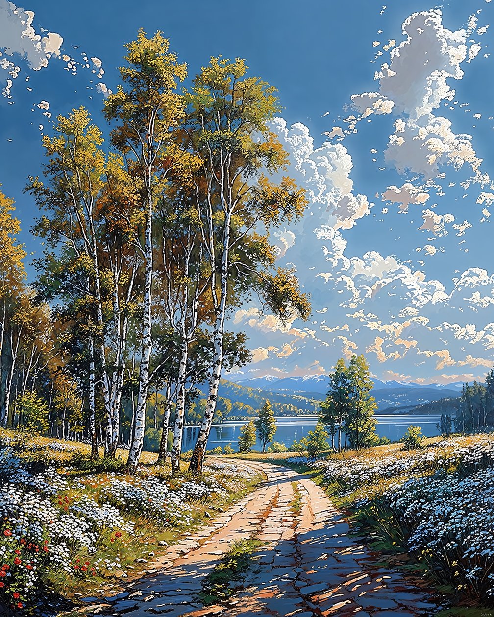Paisagem com cume cénico, decoração de parede com moldura para quarto de F. Abderrahim