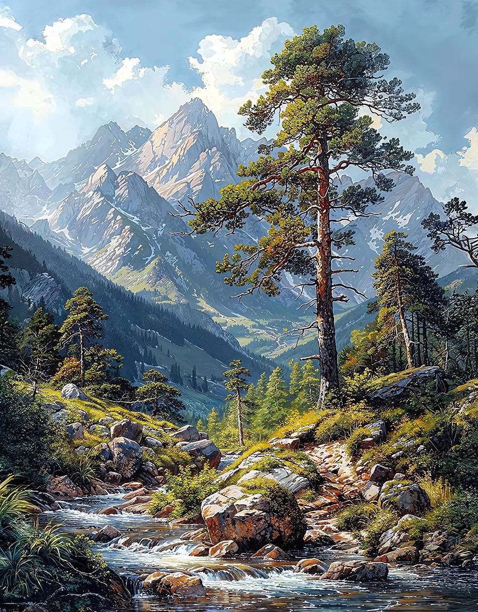 O Roggalspitze nas montanhas de Lechquelle, decoração de parede para venda de F. Abderrahim