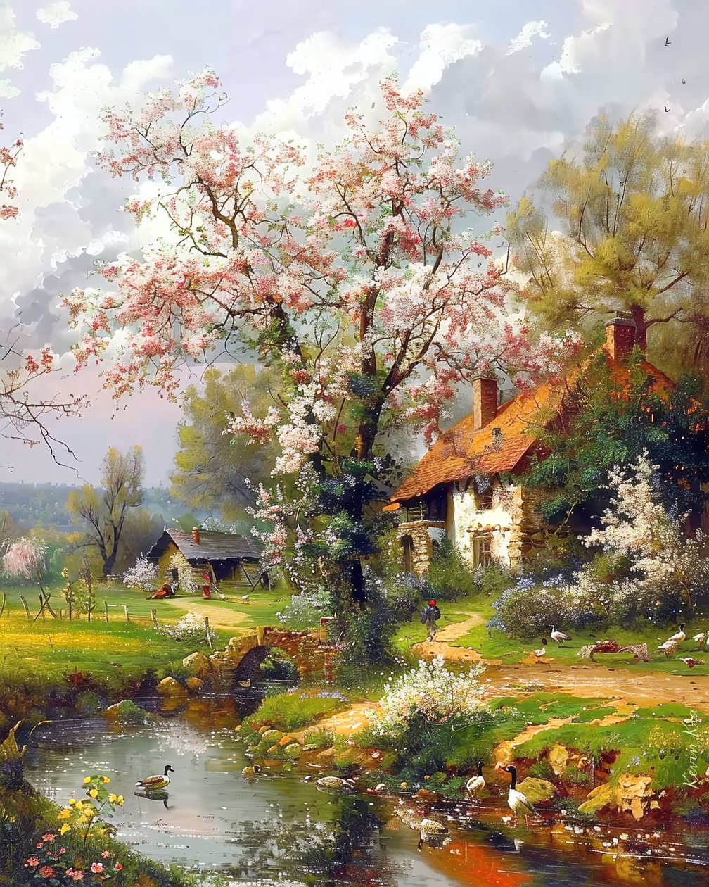 Paisagem com caminho cénico, decoração de parede para quarto de F. Abderrahim