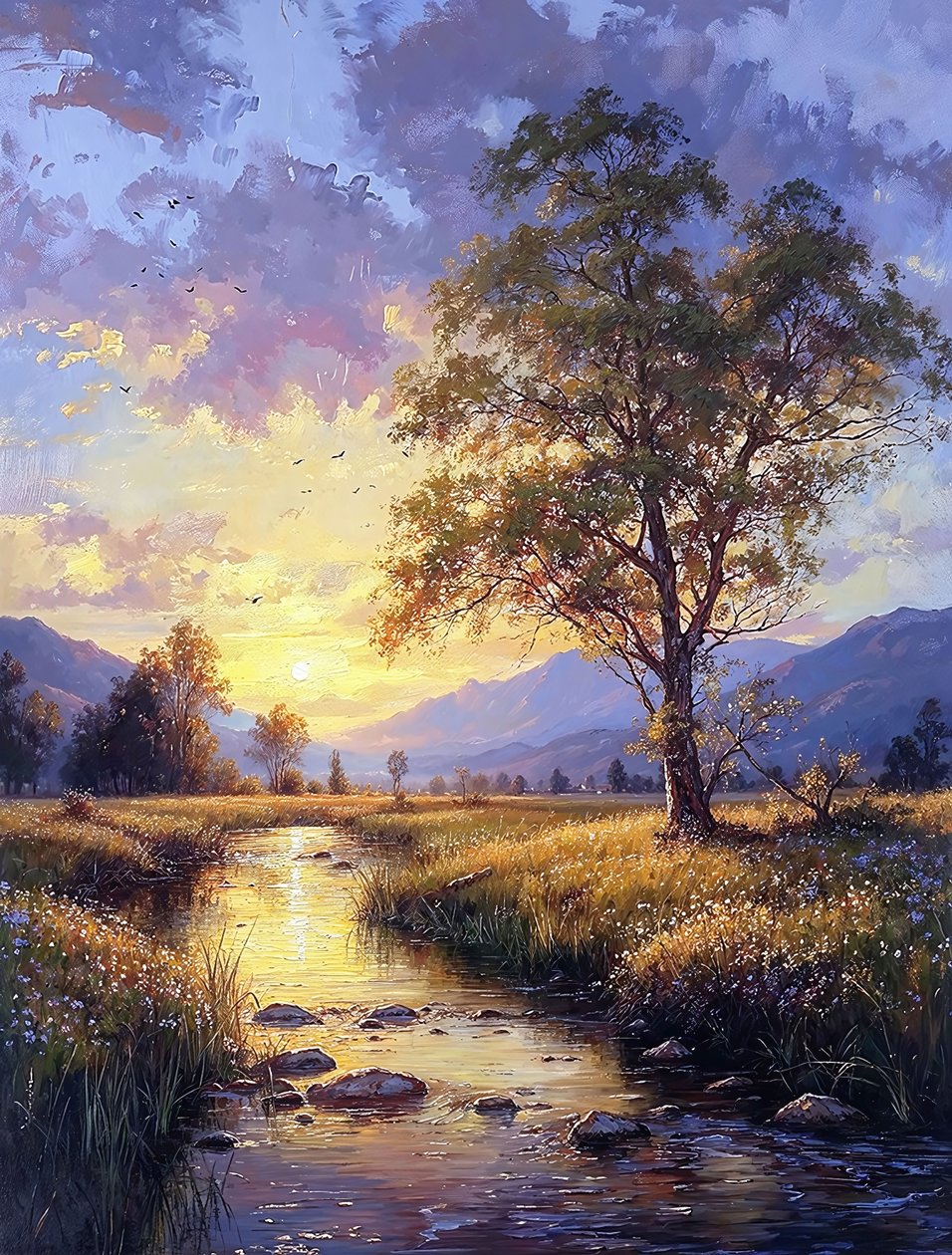 Paisagem matinal do nascer do sol sobre as montanhas, impressões de tela online de F. Abderrahim